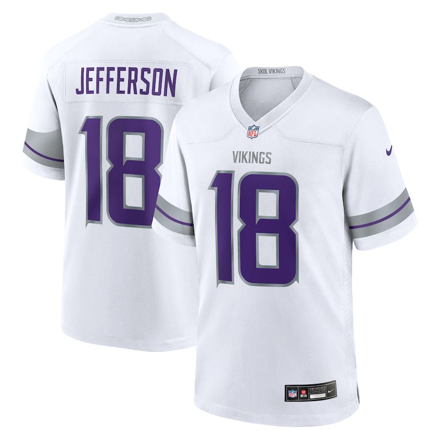 Men Minnesota Vikings #18 Justin Jefferson Nike White Alternate Game Player NFL Jersey